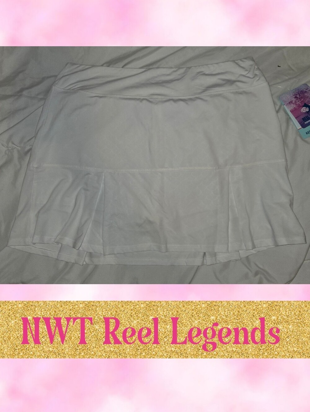 NWT Reel Legends White Athletic Tennis Skirt Sz L